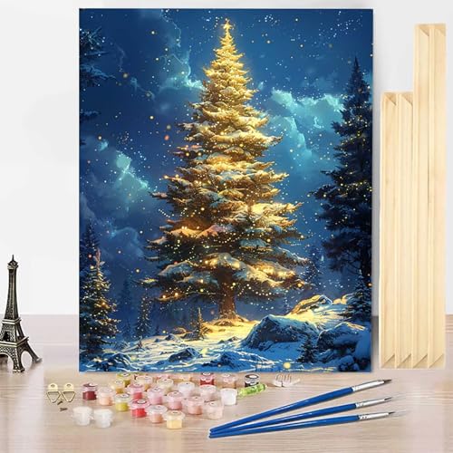 Malen Nach Zahlen Erwachsene Baum Malen Nach Zahlen mit Rahmen, Paint by Numbers Winter Painting by Numbers Bastelset Erwachsene mit 3 Pinseln und Acrylfarbe für Deko Wohnzimmer 70 x 95 cm -j250355 von HENJGWEG