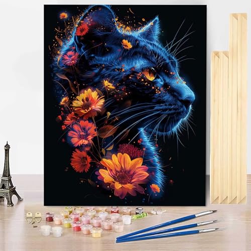 Malen Nach Zahlen Erwachsene Katze Malen Nach Zahlen mit Rahmen, Paint by Numbers Blume Painting by Numbers Bastelset Erwachsene mit 3 Pinseln und Acrylfarbe für Deko Wohnzimmer 40 x 50 cm -j2503ZB Malen Nach Zahlen Erwachsene Katze Malen Nach Zahlen mit Rahmen, Paint by Numbers Blume Painting by Numbers Bastelset Erwachsene mit 3 Pinseln und Acrylfarbe für Deko Wohnzimmer 40 x 50 cm -j2503ZB von HENJGWEG