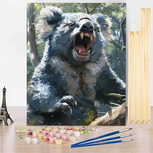 Malen Nach Zahlen Erwachsene Koala Malen Nach Zahlen mit Rahmen, Paint by Numbers Tier Painting by Numbers Bastelset Erwachsene mit 3 Pinseln und Acrylfarbe für Deko Wohnzimmer 50 x 65 cm -j2503U1 von HENJGWEG