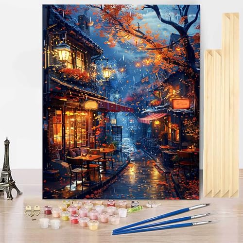 Malen Nach Zahlen Erwachsene London Malen Nach Zahlen mit Rahmen, Paint by Numbers Stadt Painting by Numbers Bastelset Erwachsene mit 3 Pinseln und Acrylfarbe für Deko Wohnzimmer (60 x 80 cm) -j25032T von HENJGWEG