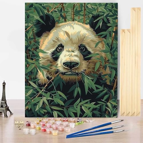 Malen Nach Zahlen Erwachsene Panda Malen Nach Zahlen mit Rahmen, Paint by Numbers Tier Painting by Numbers Bastelset Erwachsene mit 3 Pinseln und Acrylfarbe für Deko Wohnzimmer 100 X 135 CM -j250314 von HENJGWEG