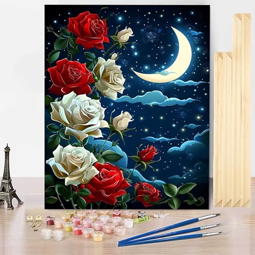 Malen Nach Zahlen Erwachsene Rose Malen Nach Zahlen mit Rahmen, Paint by Numbers Mond Painting by Numbers Bastelset Erwachsene mit 3 Pinseln und Acrylfarbe für Deko Wohnzimmer 20 x 30 cm -j250356 Malen Nach Zahlen Erwachsene Rose Malen Nach Zahlen mit Rahmen, Paint by Numbers Mond Painting by Numbers Bastelset Erwachsene mit 3 Pinseln und Acrylfarbe für Deko Wohnzimmer 20 x 30 cm -j250356 von HENJGWEG