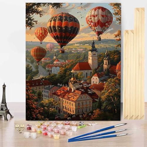 Malen Nach Zahlen Erwachsene Stadt Malen Nach Zahlen mit Rahmen, Paint by Numbers Heißluftballon Painting by Numbers Bastelset Erwachsene mit 3 Pinseln und Acrylfarbe für Zimmer Deko 30 X 40 CM -j39V Malen Nach Zahlen Erwachsene Stadt Malen Nach Zahlen mit Rahmen, Paint by Numbers Heißluftballon Painting by Numbers Bastelset Erwachsene mit 3 Pinseln und Acrylfarbe für Zimmer Deko 30 X 40 CM -j39V von HENJGWEG