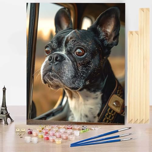 Malen Nach Zahlen Erwachsene Tier Malen Nach Zahlen mit Rahmen, Paint by Numbers Hund Painting by Numbers Bastelset Erwachsene mit 3 Pinseln und Acrylfarbe für Deko Wohnzimmer (100 x 135 cm) -j250323 von HENJGWEG