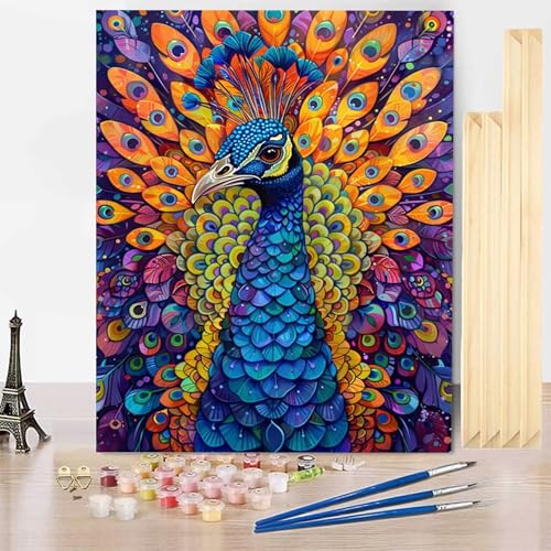 Malen Nach Zahlen Erwachsene Tier Malen Nach Zahlen mit Rahmen, Paint by Numbers Pfau Painting by Numbers Bastelset Erwachsene mit 3 Pinseln und Acrylfarbe für Deko Wohnzimmer 70 x 95 cm -j2503WD Malen Nach Zahlen Erwachsene Tier Malen Nach Zahlen mit Rahmen, Paint by Numbers Pfau Painting by Numbers Bastelset Erwachsene mit 3 Pinseln und Acrylfarbe für Deko Wohnzimmer 70 x 95 cm -j2503WD von HENJGWEG