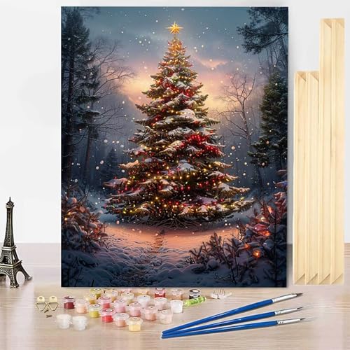 Malen Nach Zahlen Erwachsene Winter Malen Nach Zahlen mit Rahmen, Paint by Numbers Landschaft Painting by Numbers Bastelset Erwachsene mit 3 Pinseln und Acrylfarbe für Deko (100 x 135 cm) -j375 von HENJGWEG