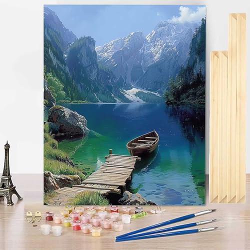 Malen Nach Zahlen Landschaft Malen Nach Zahlen Erwachsene mit Rahmen, Paint by Numbers Berg Paint by Numbers Adult Inklusive 3 Pinsel und Acrylfarbe für Deko Wohnzimmer, Geschenke 70 X 95 CM -j250396 von HENJGWEG