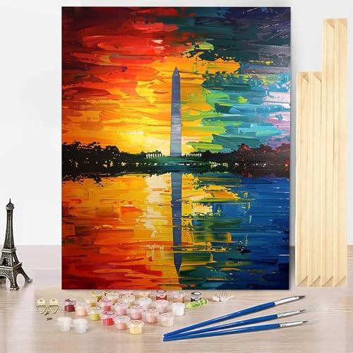 Malen Nach Zahlen Stadt Malen Nach Zahlen Erwachsene mit Rahmen, Paint by Numbers Landschaft Paint by Numbers Adult Inklusive 3 Pinsel und Acrylfarbe für Zimmer Deko Wohnzimmer (70 x 95 cm) -j250301 von HENJGWEG