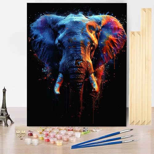 Malen Nach Zahlen Tier Malen Nach Zahlen Erwachsene mit Rahmen, Paint by Numbers Elefant Paint by Numbers Adult Inklusive 3 Pinsel und Acrylfarbe für Deko Wohnzimmer, Geschenke 40 x 60 cm -j2503FT Malen Nach Zahlen Tier Malen Nach Zahlen Erwachsene mit Rahmen, Paint by Numbers Elefant Paint by Numbers Adult Inklusive 3 Pinsel und Acrylfarbe für Deko Wohnzimmer, Geschenke 40 x 60 cm -j2503FT von HENJGWEG