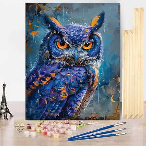 Malen Nach Zahlen Tier Malen Nach Zahlen Erwachsene mit Rahmen, Paint by Numbers Eule Paint by Numbers Adult Inklusive 3 Pinsel und Acrylfarbe für Deko Wohnzimmer, Geschenke 100 x 135 cm -j250379 von HENJGWEG