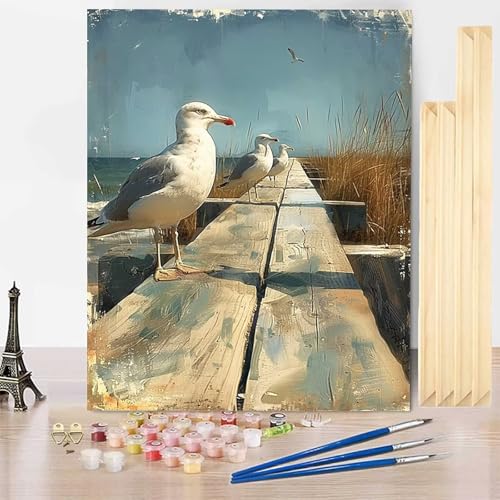 Malen Nach Zahlen Tier Malen Nach Zahlen Erwachsene mit Rahmen, Paint by Numbers Vogel Paint by Numbers Adult Inklusive 3 Pinsel und Acrylfarbe für Deko Wohnzimmer, Geschenke 40 X 50 CM -j25034O von HENJGWEG