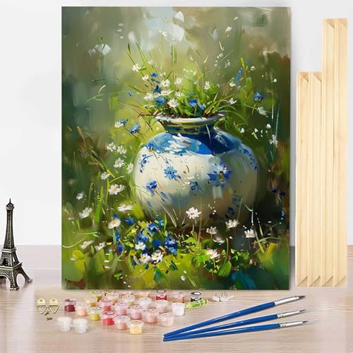Malen Nach Zahlen Wiese Malen Nach Zahlen Erwachsene mit Rahmen, Paint by Numbers Blume Paint by Numbers Adult Inklusive 3 Pinsel und Acrylfarbe für Deko Wohnzimmer, Geschenke (20 x 30 cm) -j25038P von HENJGWEG