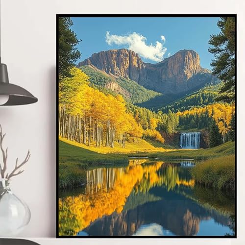 Natur Diamond Painting 60×80cm, Landschaft Diamond Painting Erwachsene Anfänger 5D DIY Runder Vollbohrer Diamanten Malerei Mosaik Bastelset Erwachsene für Zimmer Deko, Geschenke für Frauen -hjw2508QN von HENJGWEG