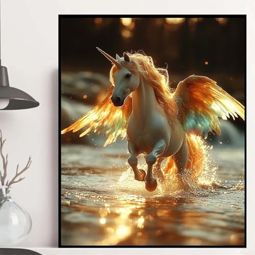Pegasus Diamond Painting 60×80cm, Meer Diamond Painting Erwachsene Anfänger 5D DIY Runder Vollbohrer Diamanten Malerei Mosaik Bastelset Erwachsene für Zimmer Deko, Geschenke für Frauen -hjw2508J5 von HENJGWEG