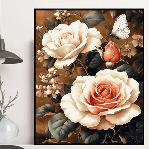 Rose Diamond Painting 60x80cm, Schmetterling Diamond Painting Erwachsene Anfänger 5D DIY Runder Vollbohrer Diamanten Malerei Mosaik Bastelset Erwachsene für Zimmer Deko, Geschenke -hjw2508K2K91 Rose Diamond Painting 60x80cm, Schmetterling Diamond Painting Erwachsene Anfänger 5D DIY Runder Vollbohrer Diamanten Malerei Mosaik Bastelset Erwachsene für Zimmer Deko, Geschenke -hjw2508K2K91 von HENJGWEG