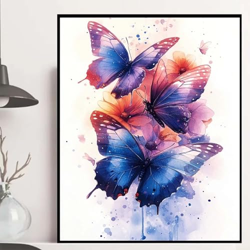 Schmetterling Diamond Painting 90x120cm, Tier Diamond Painting Erwachsene Anfänger 5D DIY Runder Vollbohrer Diamanten Malerei Mosaik Bastelset Erwachsene für Zimmer Deko, Geschenke -hjw250845TFJ von HENJGWEG