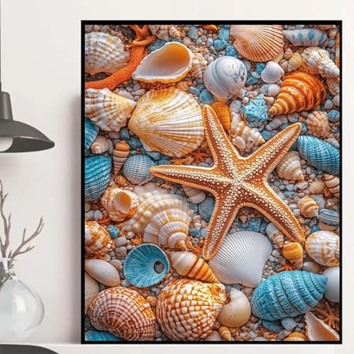 Seestern Diamond Painting 120x90cm, Muschel Diamond Painting Erwachsene Anfänger 5D DIY Runder Vollbohrer Diamanten Malerei Mosaik Bastelset Erwachsene für Zimmer Deko, Geschenke für Frauen -hjw2508KH Seestern Diamond Painting 120x90cm, Muschel Diamond Painting Erwachsene Anfänger 5D DIY Runder Vollbohrer Diamanten Malerei Mosaik Bastelset Erwachsene für Zimmer Deko, Geschenke für Frauen -hjw2508KH von HENJGWEG