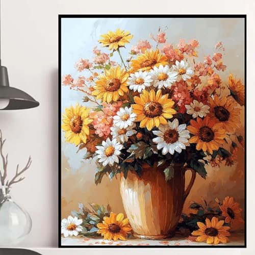 Sonnenblumen Diamond Painting 50x70 cm, Vase Diamond Painting Erwachsene Anfänger 5D DIY Runder Vollbohrer Diamanten Malerei Mosaik Bastelset Erwachsene für Zimmer Deko, Geschenke -hjw25088DVBB Sonnenblumen Diamond Painting 50x70 cm, Vase Diamond Painting Erwachsene Anfänger 5D DIY Runder Vollbohrer Diamanten Malerei Mosaik Bastelset Erwachsene für Zimmer Deko, Geschenke -hjw25088DVBB von HENJGWEG