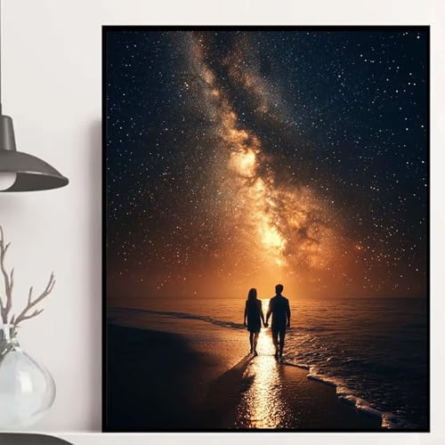 Sternenhimmel Diamond Painting 30×40cm, Paar Diamond Painting Erwachsene Anfänger 5D DIY Runder Vollbohrer Diamanten Malerei Mosaik Bastelset Erwachsene für Zimmer Deko, Geschenke -hjw25083J8I0 von HENJGWEG