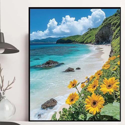 Strand Diamond Painting 30×40cm, Sonnenblumen Diamond Painting Erwachsene Anfänger 5D DIY Runder Vollbohrer Diamanten Malerei Mosaik Bastelset Erwachsene für Zimmer Deko, Geschenke -hjw2508AI669 Strand Diamond Painting 30×40cm, Sonnenblumen Diamond Painting Erwachsene Anfänger 5D DIY Runder Vollbohrer Diamanten Malerei Mosaik Bastelset Erwachsene für Zimmer Deko, Geschenke -hjw2508AI669 von HENJGWEG