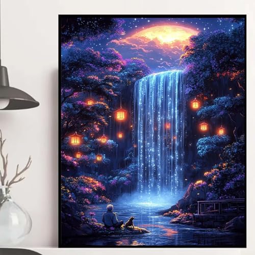 Stürze Diamond Painting 90x120 cm, Landschaft Diamond Painting Erwachsene Anfänger 5D DIY Runder Vollbohrer Diamanten Malerei Mosaik Bastelset Erwachsene für Zimmer Deko, Geschenke -hjw2508J345H von HENJGWEG
