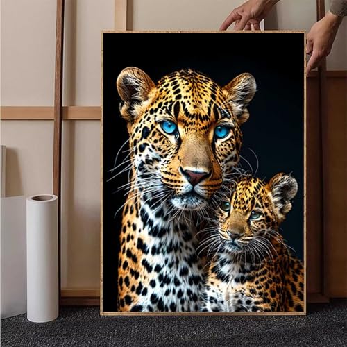 Tier Diamond Painting XXL (30x40cm), Crystal Art Leopard Diamond Painting Erwachsene 5D DIY Mosaikherstellung Stickerei Kreuzstich Malerei Kits für Zimmer Deko Wohnzimmer, Geschenke -h2514BH2I von HENJGWEG