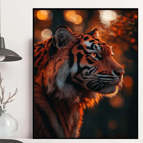 Tiger Diamond Painting 100×135cm, Tier Diamond Painting Erwachsene Anfänger 5D DIY Runder Vollbohrer Diamanten Malerei Mosaik Bastelset Erwachsene für Zimmer Deko, Geschenke für Frauen -hjw2508P5 von HENJGWEG