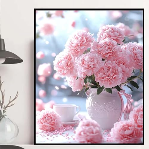 Vase Diamond Painting 50x70cm, Blumen Diamond Painting Erwachsene Anfänger 5D DIY Runder Vollbohrer Diamanten Malerei Mosaik Bastelset Erwachsene für Zimmer Deko, Geschenke für Frauen -hjw25088Q von HENJGWEG