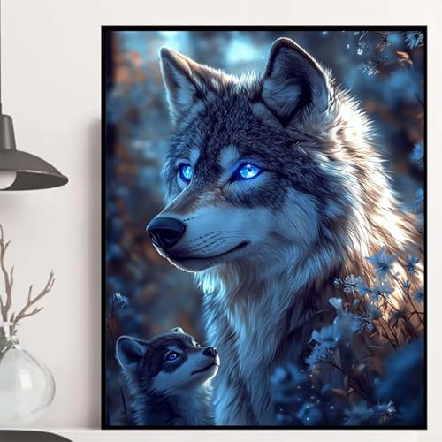 Wolf Diamond Painting 40x50cm, Tier Diamond Painting Erwachsene Anfänger 5D DIY Runder Vollbohrer Diamanten Malerei Mosaik Bastelset Erwachsene für Zimmer Deko, Geschenke für Frauen -hjw2508SKA6F Wolf Diamond Painting 40x50cm, Tier Diamond Painting Erwachsene Anfänger 5D DIY Runder Vollbohrer Diamanten Malerei Mosaik Bastelset Erwachsene für Zimmer Deko, Geschenke für Frauen -hjw2508SKA6F von HENJGWEG