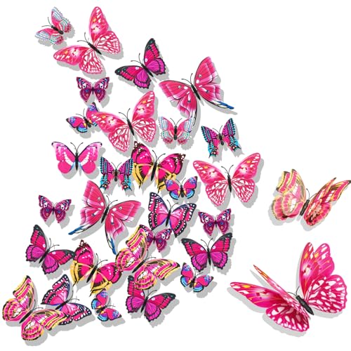 3D Schmetterlinge Wanddeko Schmetterling Deko Wandtattoo Wandaufkleber Schmetterlinge Butterfly Dekoration Abnehmbare Wandaufkleber Heimdeko Kinderzimmer Schlafzimmer Deko Mei Hong von HENOUXIANG