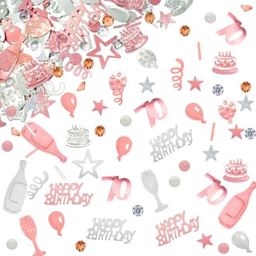 70 Geburtstag Deko Konfetti 70 Tischdeko Geburtstagdeko Confetti 70. Streudeko Roségold Frauen Männer von HENOUXIANG