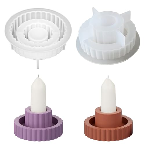 2 Stück Silikonform Kerzenhalter, DIY Silikonformen Gießformen, Rund Kerzenhalter Stabkerze, Kerzenformen Silikon für Kerzenständer Kunst Heimdekoration 2 Stück Silikonform Kerzenhalter, DIY Silikonformen Gießformen, Rund Kerzenhalter Stabkerze, Kerzenformen Silikon für Kerzenständer Kunst Heimdekoration von HEOUCH