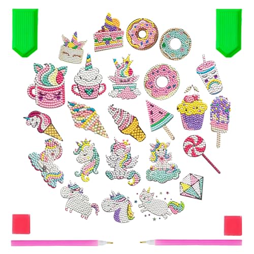 HEOUCH 39 Stück Diamond Painting Kinder, DIY Diamant Painting Bilder, Tiere Diamant Aufkleber Kit, Cartoon Diamantmalerei, Als Weihnachtsgeschenke, Geburtstagsgeschenke für Kinder (B) von HEOUCH