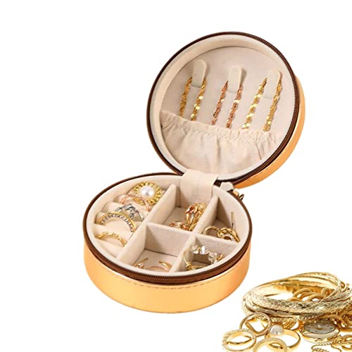 Kleine Schmuckschatulle aus PU-Leder - Reisen tragbar runde Schmucktasche - PU Leder Schmuck Ring Organizer Hülle Lagerung Geschenkbox für Frauen Ringe, Anhänger, Ohrringe, Armreif Hepvet Kleine Schmuckschatulle aus PU-Leder - Reisen tragbar runde Schmucktasche - PU Leder Schmuck Ring Organizer Hülle Lagerung Geschenkbox für Frauen Ringe, Anhänger, Ohrringe, Armreif Hepvet von HEPVET