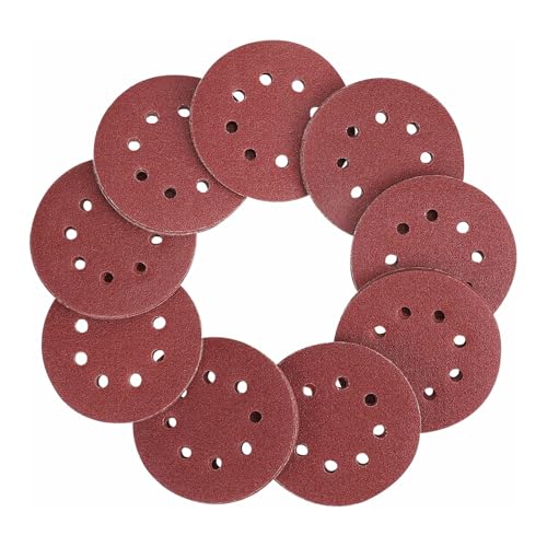100pcs 5 Zoll 8 Löcher Schleifscheiben, runde Sandpapierpolierscheiben Haken und Loop 60/80/100/120/240 Körnchen -Sandpapierpolster 100pcs 5 Zoll 8 Löcher Schleifscheiben, runde Sandpapierpolierscheiben Haken und Loop 60/80/100/120/240 Körnchen -Sandpapierpolster von HERCHR