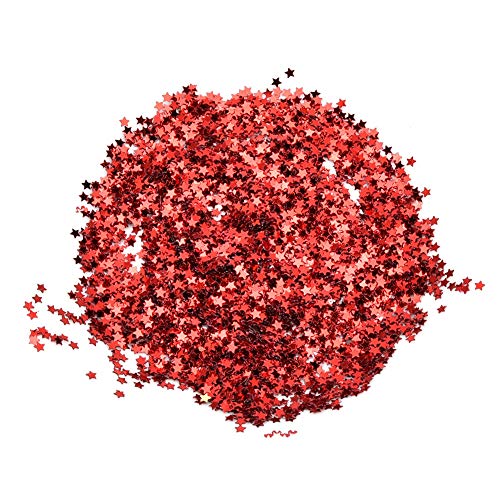 2 Stück 50 g Sterne Tiny Stars Glitzerndes Konfetti, Kunsthandwerk in Sternform, 3 mm, Silbersterne, Pailletten und Spangles Holographic Chunky Flakes Pailletten für Nail Art, (rot) von HERCHR