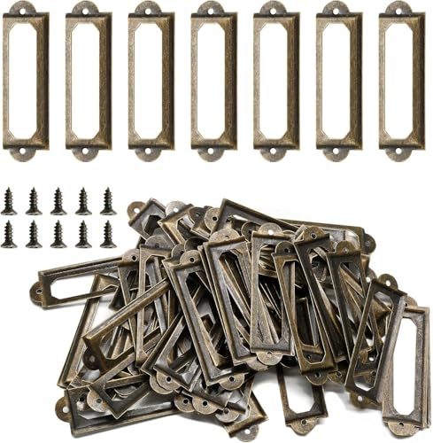20 PCs Metall -Etiketthalter, antike Bronze -Kartenrahmenbibliotheksfeilekartenkarten -Etiketthalter mit Schrauben für Büroschubladenregale (Alte Bronze) von HERCHR