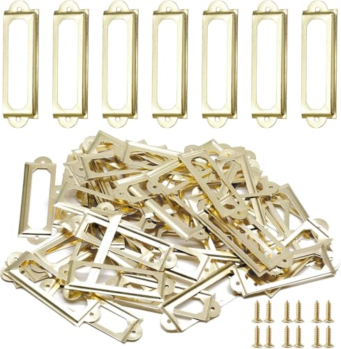 20 PCs Metall -Etiketthalter, antike Bronze -Kartenrahmenbibliotheksfeilekartenkarten -Etiketthalter mit Schrauben für Büroschubladenregale (Messing) von HERCHR