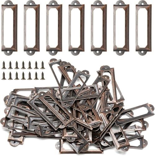 20 PCs Metall -Etiketthalter, antike Bronze -Kartenrahmenbibliotheksfeilekartenkarten -Etiketthalter mit Schrauben für Büroschubladenregale (Rote Bronze) von HERCHR