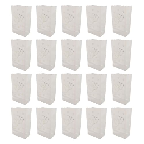 20 Stück Weiße Leuchttüten Mit Herzen, Weiße Papier-Leuchttüten, Schwer Entflammbare Kerzentüten, Kerzenlaternentüten, Teelicht-Leuchttüten Für Hochzeit, Valentinstag, Erntedankfest, Weihnachten 20 Stück Weiße Leuchttüten Mit Herzen, Weiße Papier-Leuchttüten, Schwer Entflammbare Kerzentüten, Kerzenlaternentüten, Teelicht-Leuchttüten Für Hochzeit, Valentinstag, Erntedankfest, Weihnachten von HERCHR