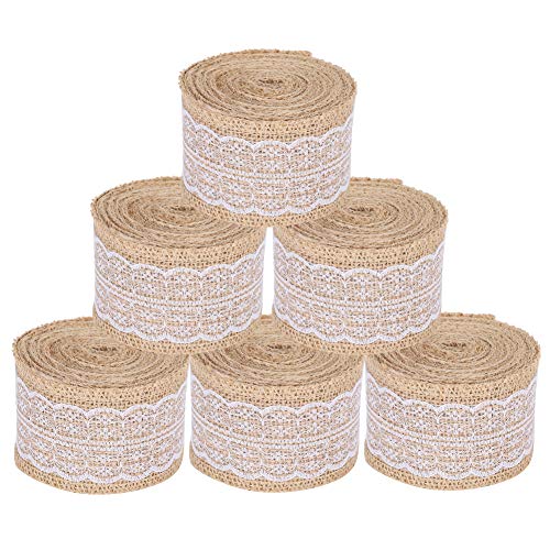 5 Rollen Juteband Mit Spitze Geschenkbänder, Natürliches Sackleinenband Mit Spitze, Juteband Vintage Spitzenband Für DIY Handwerk Weihnachten Deko Hochzeit Party Basteln Geschenkband 5 Rollen Juteband Mit Spitze Geschenkbänder, Natürliches Sackleinenband Mit Spitze, Juteband Vintage Spitzenband Für DIY Handwerk Weihnachten Deko Hochzeit Party Basteln Geschenkband von HERCHR