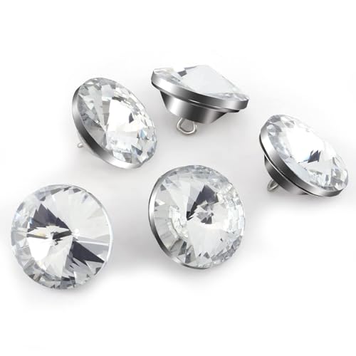 50 PCS Strass Kristallknöpfe Klare Tuftingknöpfe Polsterknöpfe mit Metallschlaufenknöpfen für getuftetes Kopfteil Sofa DIY Crafts Dekoration (20MM/25MM)(20mm) von HERCHR
