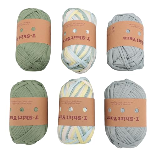 6 Brötchen T -Shirt Garn weich elastische Stoff Stoff Stricken T -Shirt Garn waschbarer Mehrzweck -Stricken DIY Bastelhäutungsprojekte für Taschen/Teppiche/Körbe (#9) von HERCHR