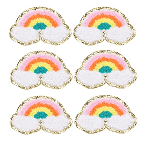 6 Stück Regenbogen Patch Aufnäher Applikation Zum Aufbügeln Bügelbild, Aufnäher Zum Aufbügeln, Niedliche Chenille-Stickerei-Aufnäher, DIY Aufnäher Für Kleidung Rucksäcke Jacken Jeans T-Shirt Patches von HERCHR