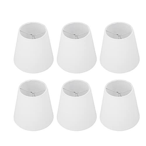 HERCHR 6 kleine Lampenschirme, weiße Lampenschirme, Clip-On-Lampenschirm für Kandelaber-Glühbirnen, Tisch-Kronleuchter, Wandlampe von HERCHR