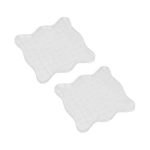 Acryl-Stempelblöcke, Set mit 2 transparenten Stempelblöcken, dekorative klare Stampen mit Gitterlinien, PAD BLOCS Acryl für Farbprägung (7,5 × 7,5 cm) von HERCHR