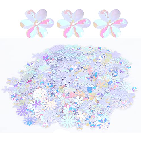 Blumenkonfetti, 30g Pack Glitter Pailletten Spangles Streuel -Teile Dekoration Lieferungen gemischte Farben Form Doppelseite DIY Form für Party Hochzeitsfeier (Weiß farbenfroh) von HERCHR