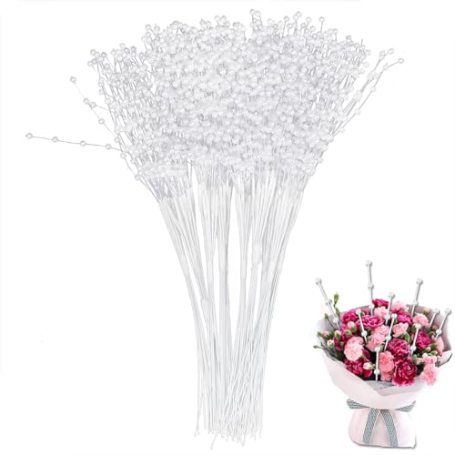 HERCHR 100 Stück Künstliche Blumensträuße Aus Acrylperlen, Pearl Sticks, String Perlen Sticks Kristall-Blumenzweige, Kristallblumenstiel, Artificial Acrylic Flower Für Hochzeit, Heimdekoration von HERCHR