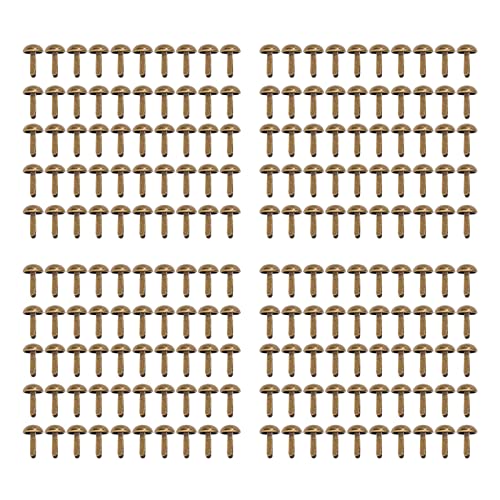 HERCHR 12 Mm Antik-Bronze-Ledernieten Für Die DIY-Herstellung von Geldbörsen, 200 Stück, 2 Zinken, Runder Kopf, Metall-Nagelkopf-Nieten, Eisen-Taschenfüße, Nieten Für Kleidung, Taschen, Lederschuhe von HERCHR