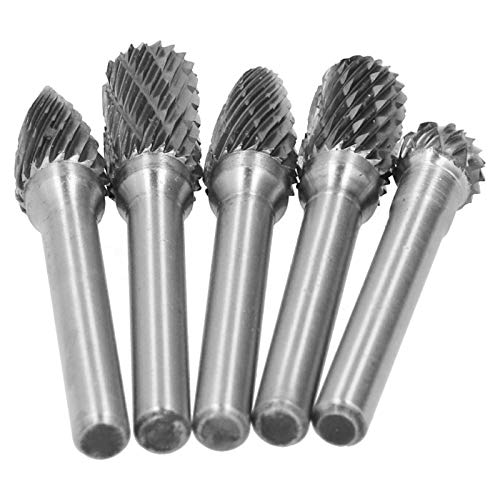 HERCHR 5-teiliges Hartmetall-Grat-Set, 1/4-Zoll-Schaft- und 2/5-Zoll-Hartmetall-Drehgrat-Set für Werkzeugschleifbohrer, Metall-Holzschnitzerei, Gravur, Polieren, Bohren HERCHR 5-teiliges Hartmetall-Grat-Set, 1/4-Zoll-Schaft- und 2/5-Zoll-Hartmetall-Drehgrat-Set für Werkzeugschleifbohrer, Metall-Holzschnitzerei, Gravur, Polieren, Bohren von HERCHR